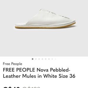 FREE PEOPLE Nova Pebbled-Leather Mules in White Size 36